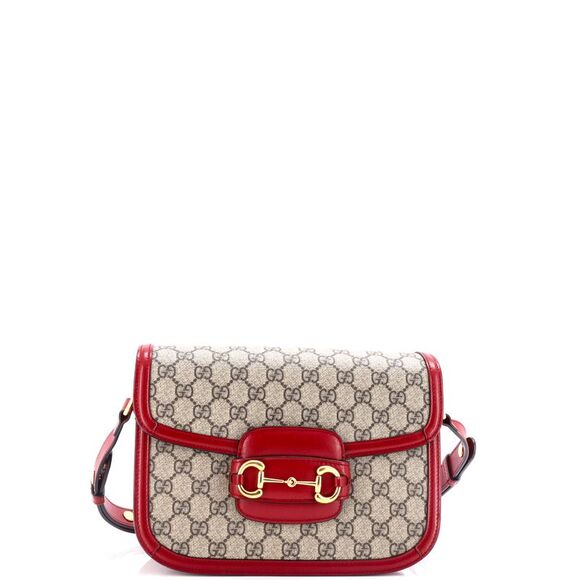 Gucci Handbags - Gucci Horsebit 1955 Shoulder Bag GG Coated Canvas Small Brown, Red